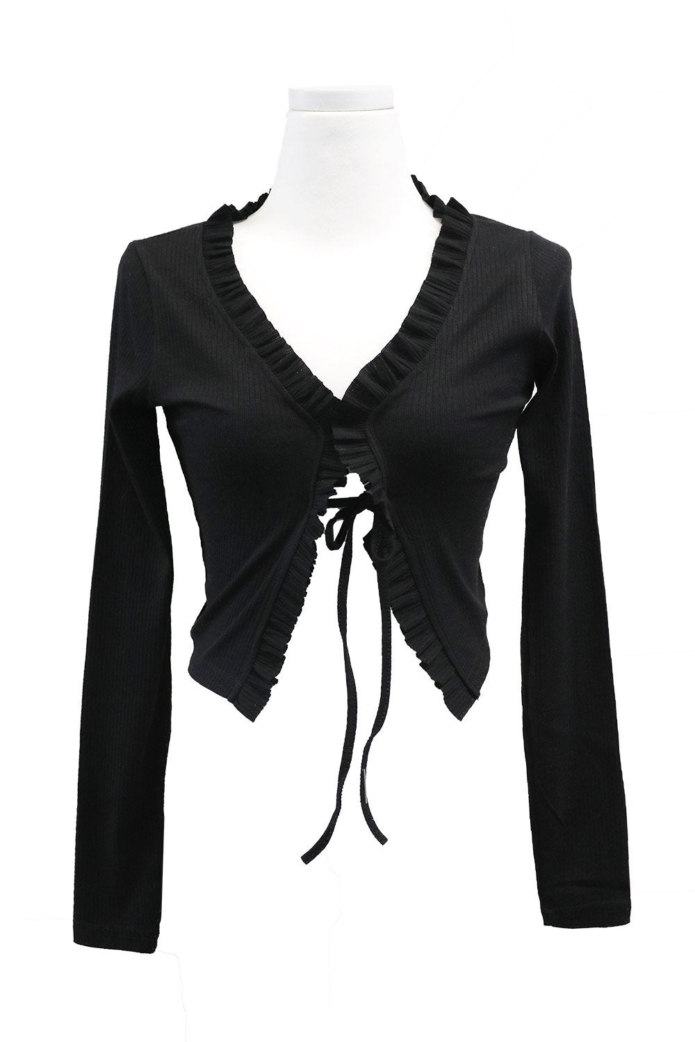 storets.com Luna Ruffle Trim Cropped Cardigan