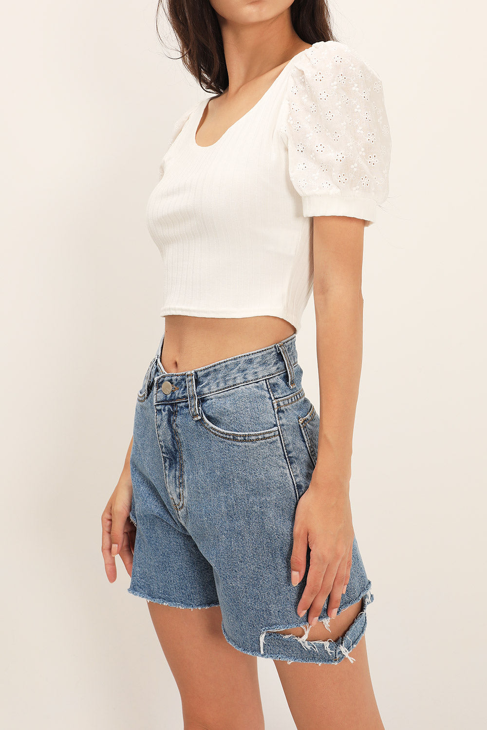 storets.com Ellie Eyelet Lace Crop Top