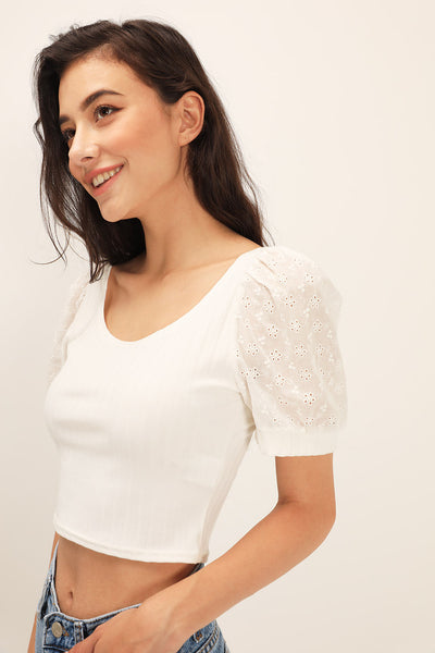 storets.com Ellie Eyelet Lace Crop Top