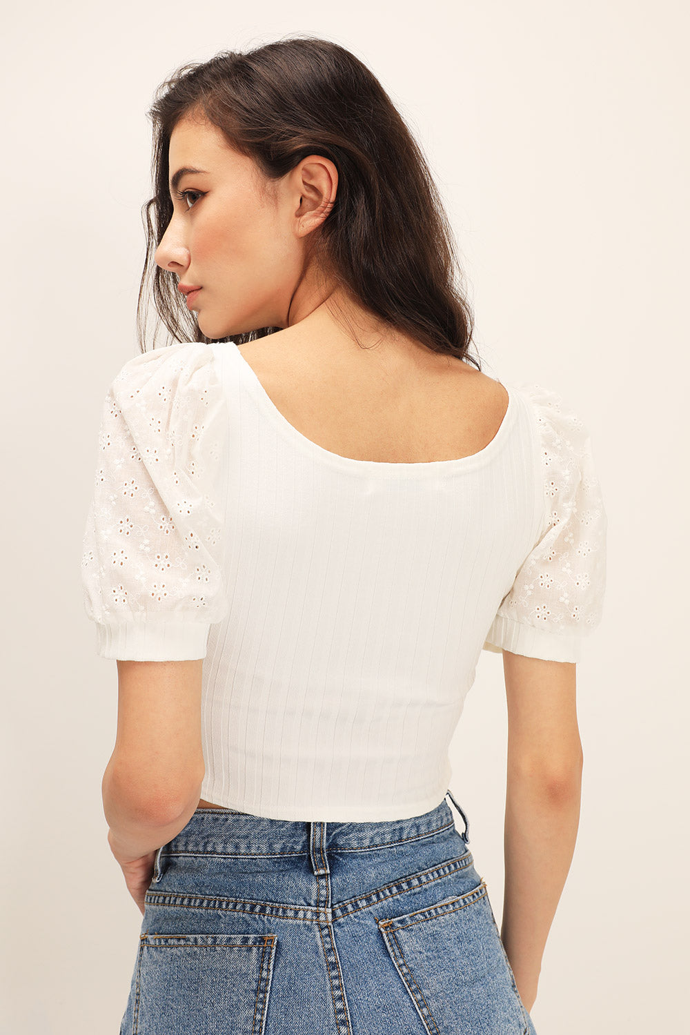 storets.com Ellie Eyelet Lace Crop Top