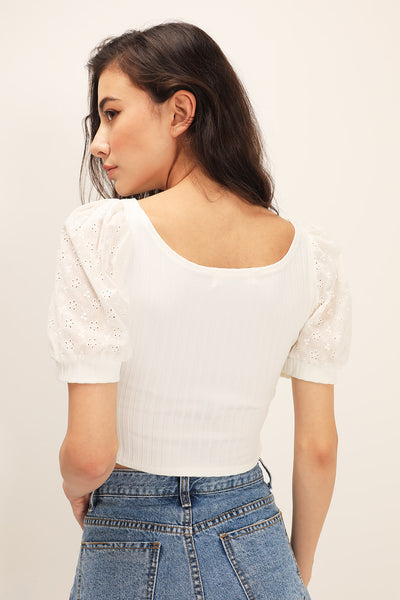storets.com Ellie Eyelet Lace Crop Top