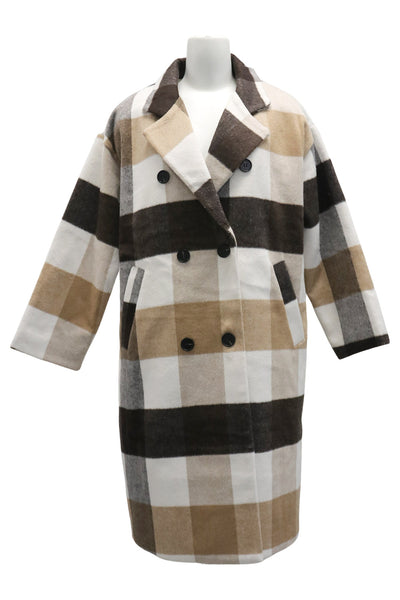 storets.com Dolly Double Breasted Coat in Plaid