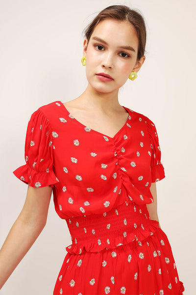storets.com Kelly Daisy Printed Smocked Top