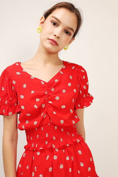 storets.com Kelly Daisy Printed Smocked Top