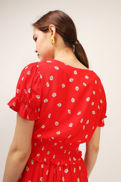 storets.com Kelly Daisy Printed Smocked Top