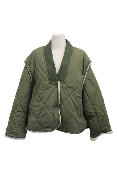 storets.com Eileen Quilted Sherpa Coat w/Detachable Sleeve