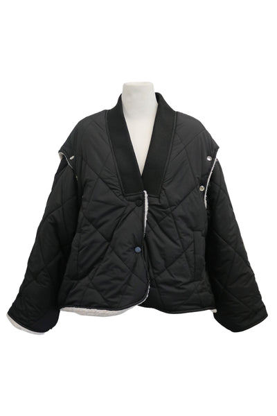 storets.com Eileen Quilted Sherpa Coat w/Detachable Sleeve