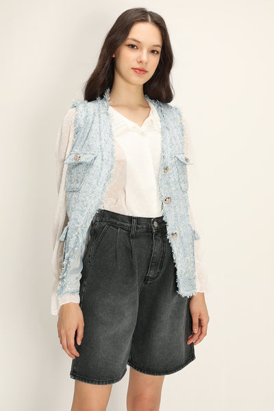 storets.com Rosalee Tweed Sleeveless Jacket