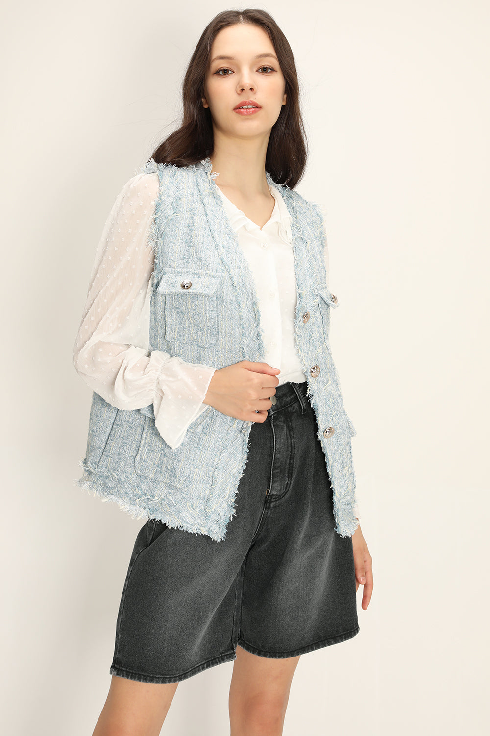 storets.com Rosalee Tweed Sleeveless Jacket