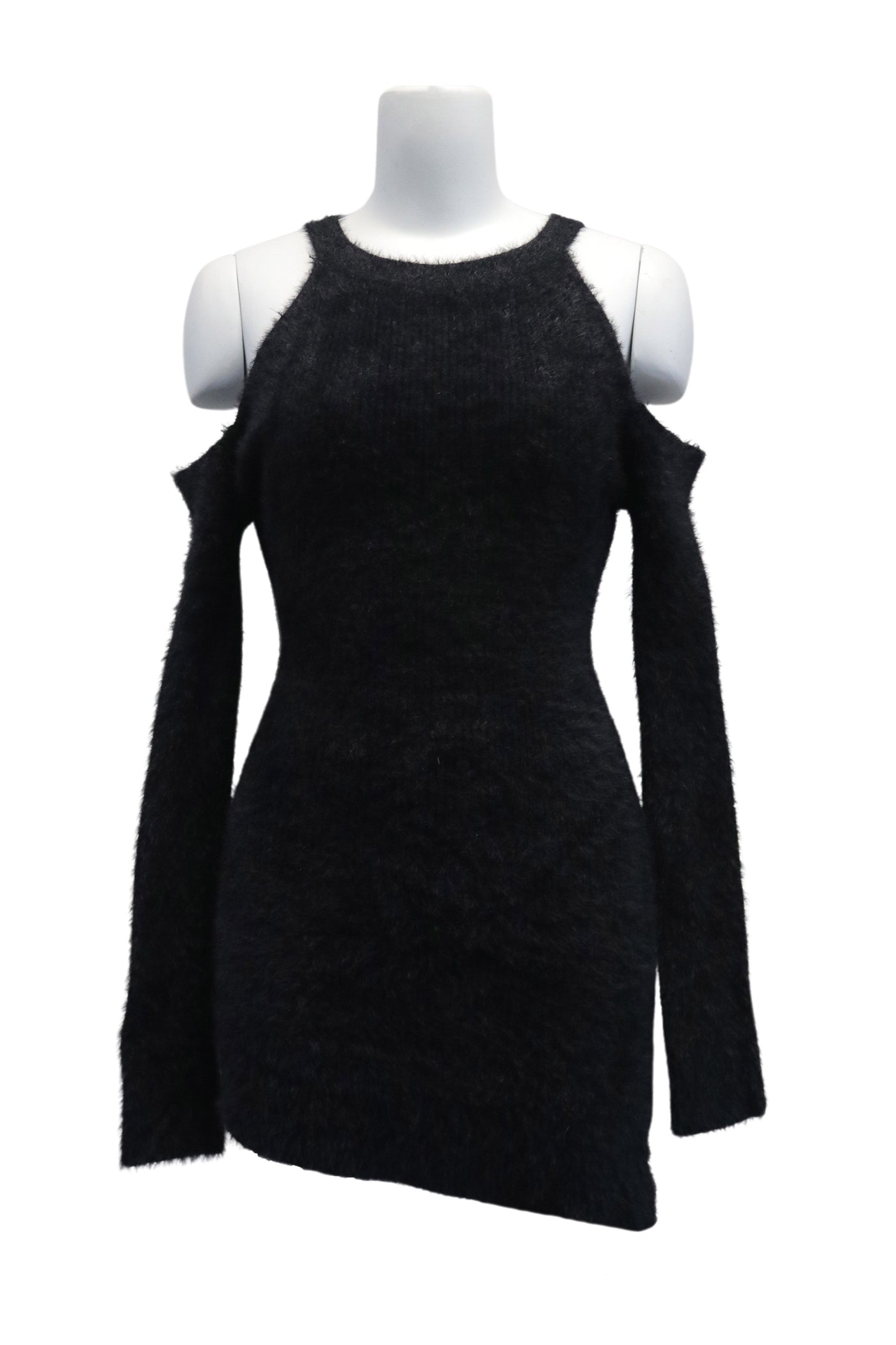 storets.com Leyla Cold Shoulder Fuzzy Sweater