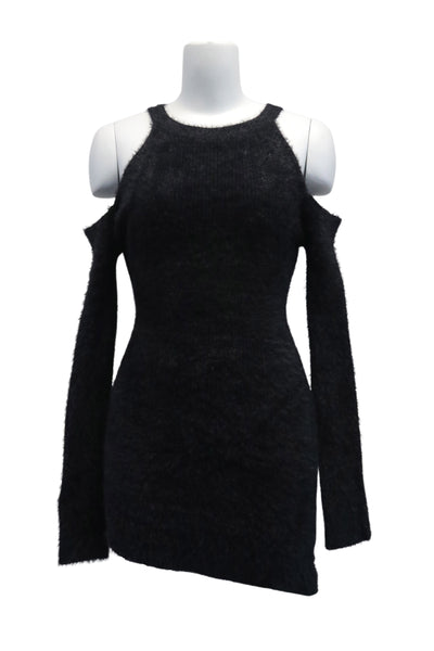 storets.com Leyla Cold Shoulder Fuzzy Sweater
