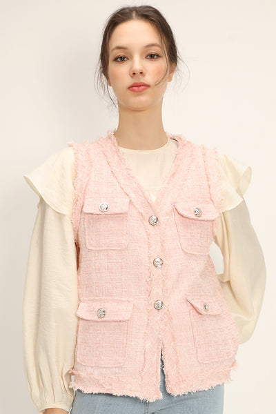 storets.com Rosalee Tweed Sleeveless Jacket