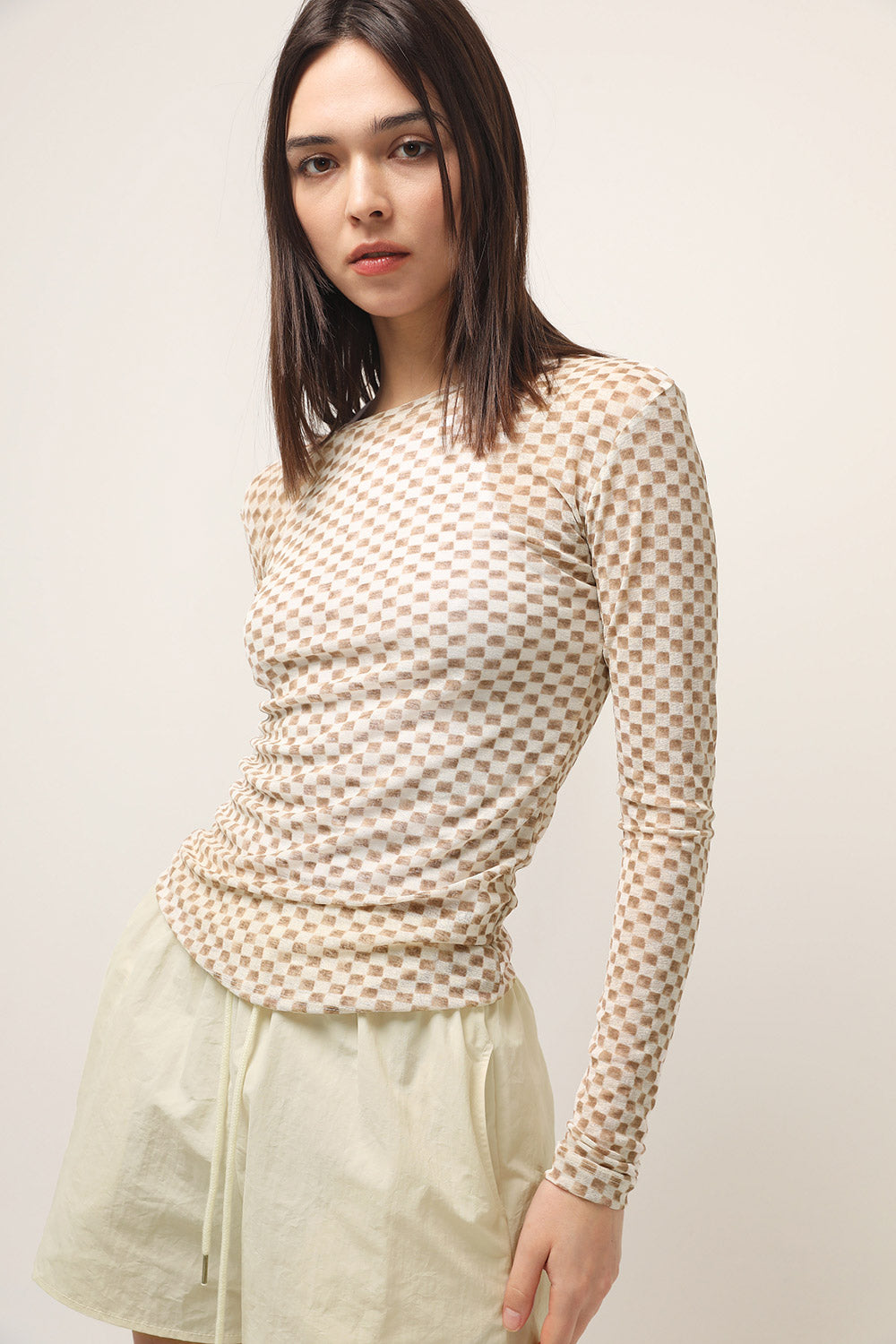 storets.com Kelsey Second-skin Checkered Top