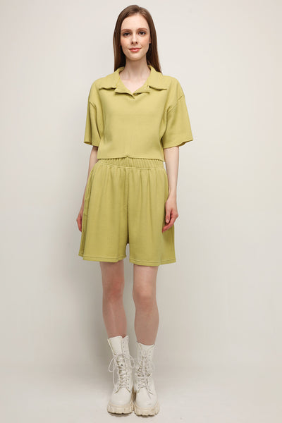 storets.com Lucy Waffle Half Button Crop Top