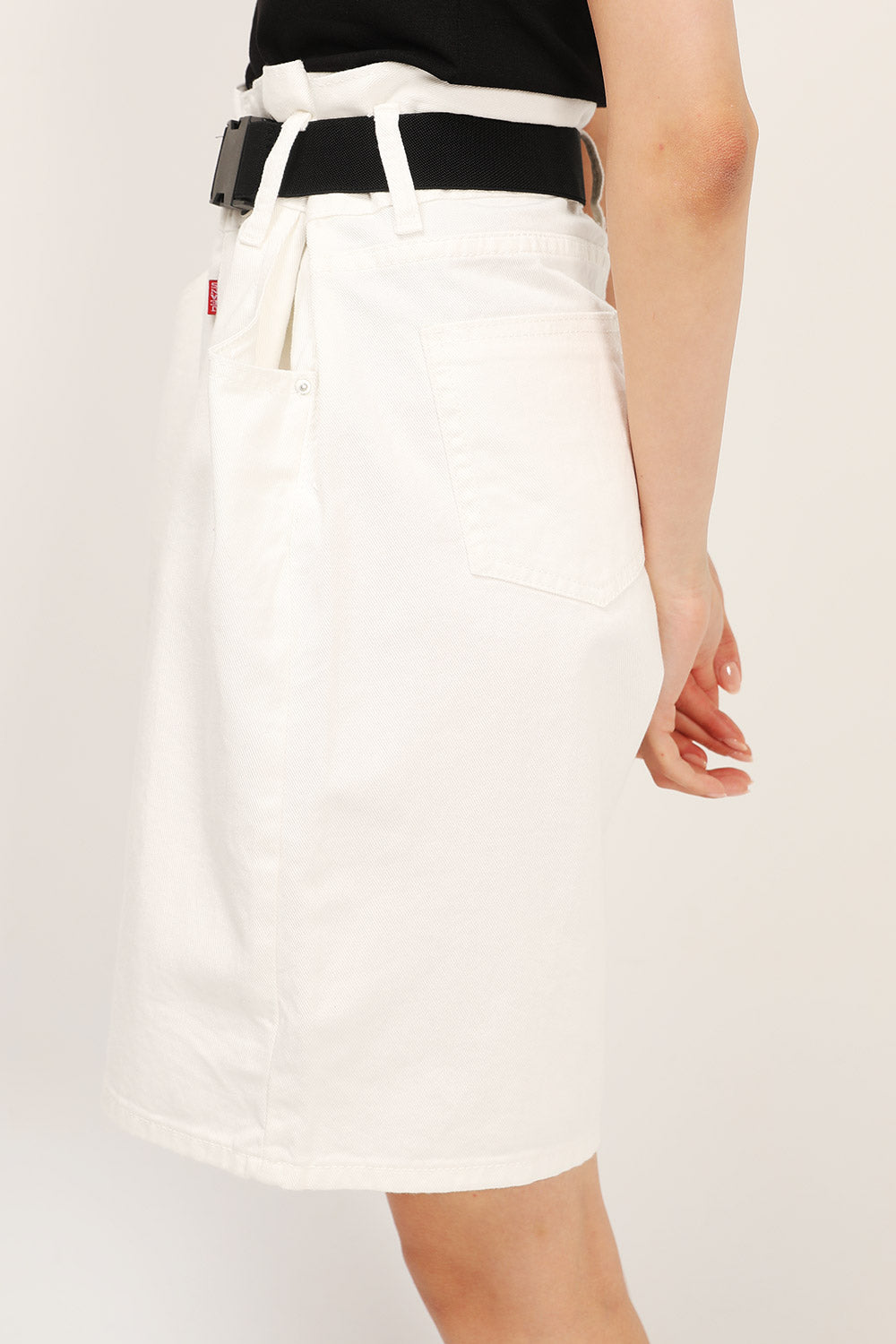 storets.com Olive Paperbag Waist Belted Shorts