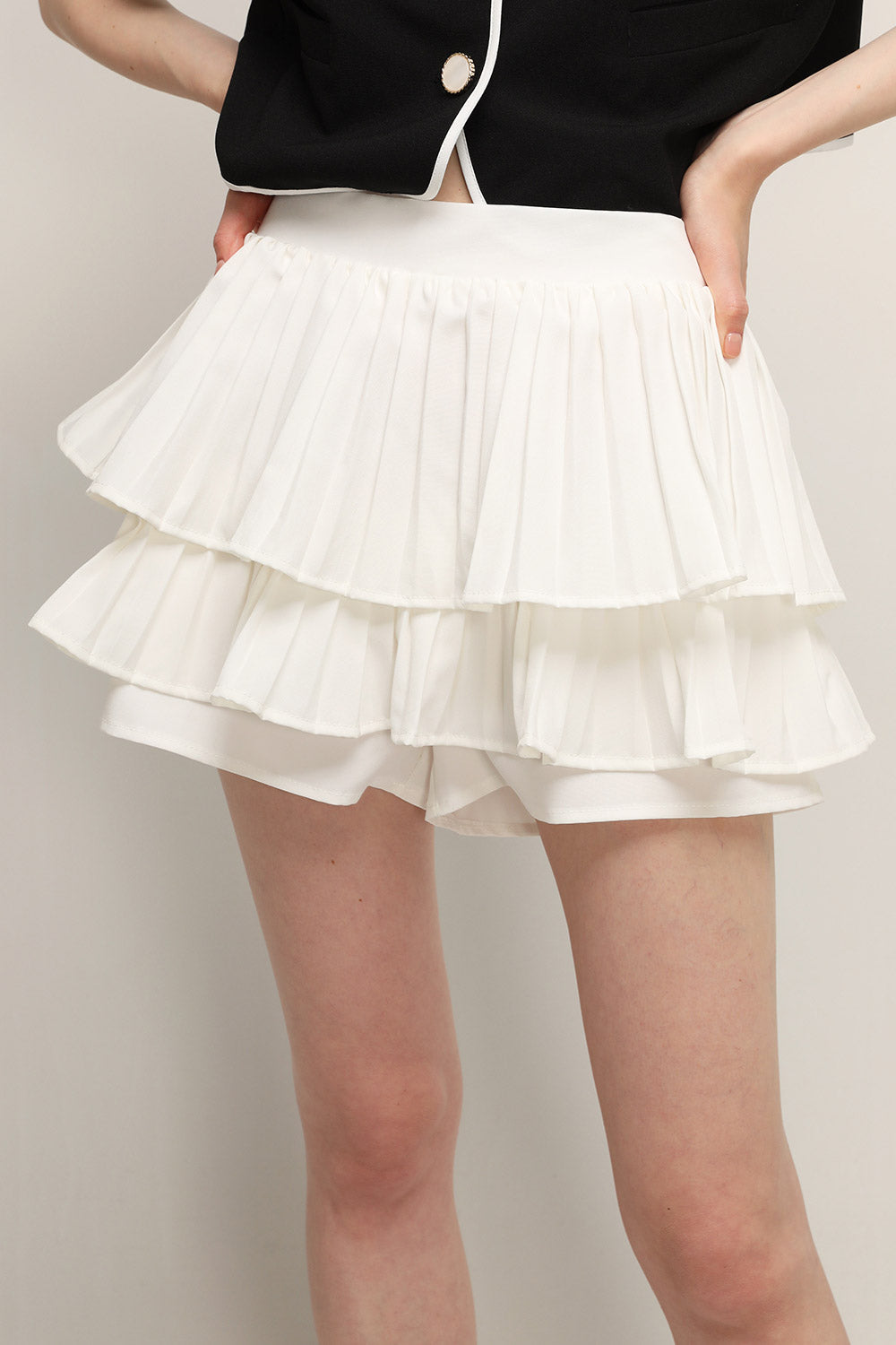 storets.com Clara Pleated Ruffle Skort