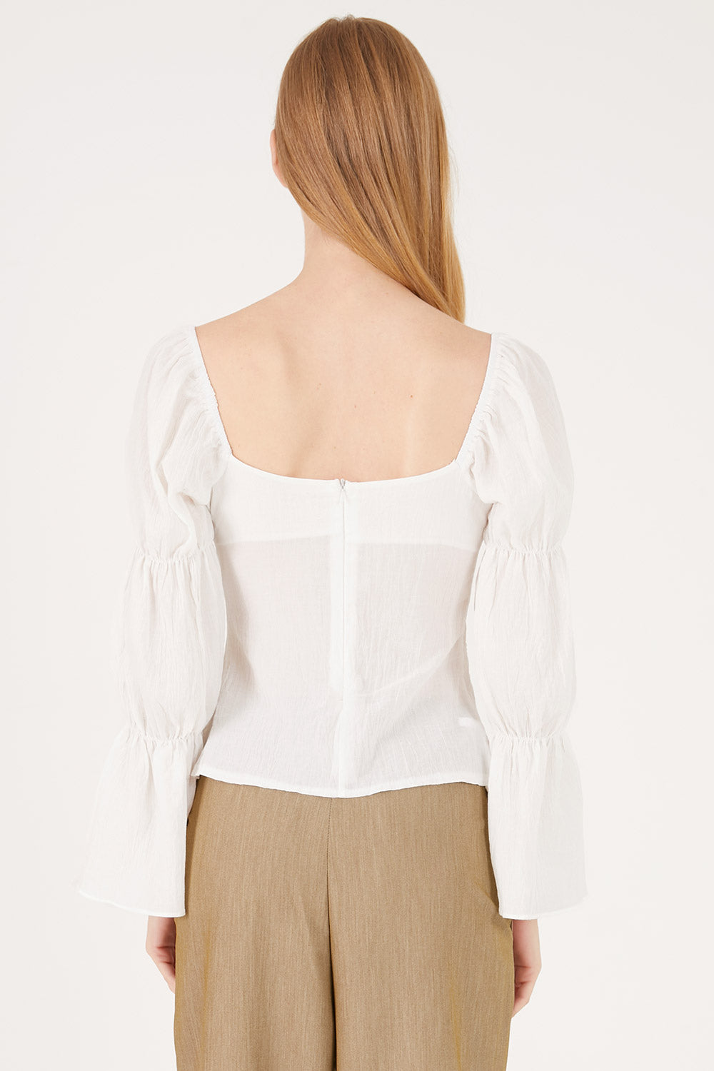 storets.com Danna Balloon Sleeve w/ Front Slit Blouse