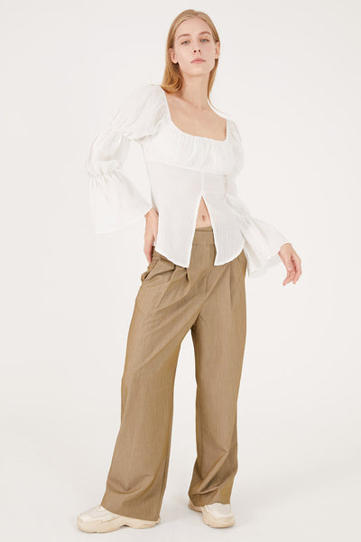 storets.com Danna Balloon Sleeve w/ Front Slit Blouse