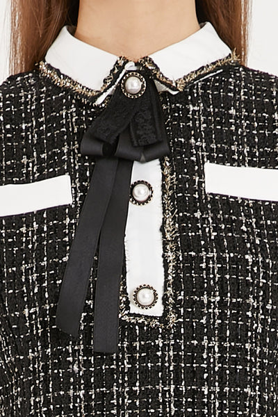 storets.com Lourdes Tweed Trumpet Mini Dress