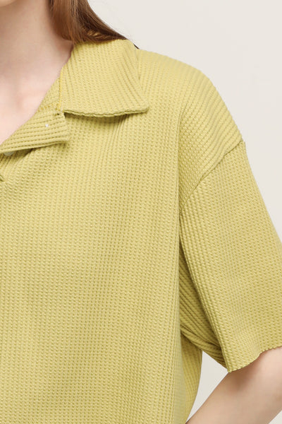 storets.com Lucy Waffle Half Button Crop Top