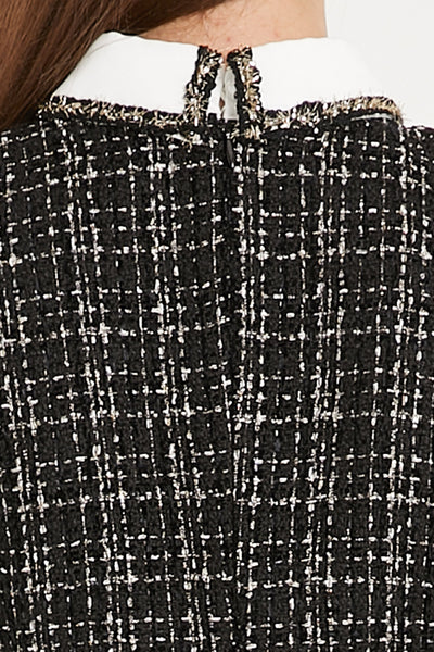 storets.com Lourdes Tweed Trumpet Mini Dress