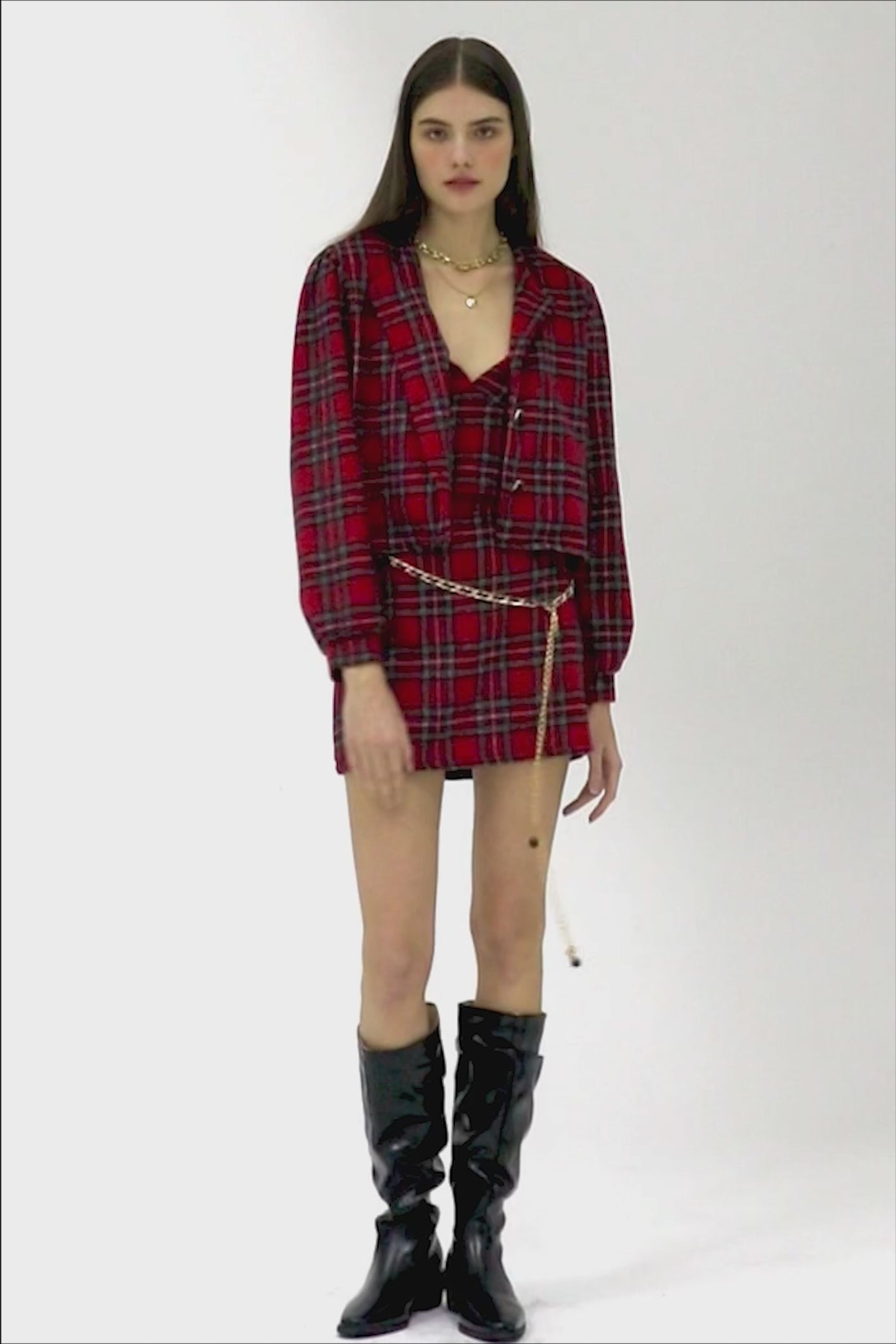 Jasper Collarless Jacket in Plaid
