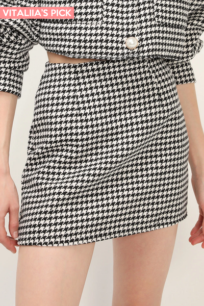 storets.com Zendaya Houndstooth Mini Skirt